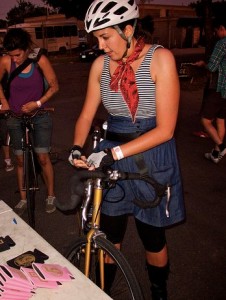 Jessica racing in a past year's Babes in Bikeland. Photo courtesy Bjorn Christianson.